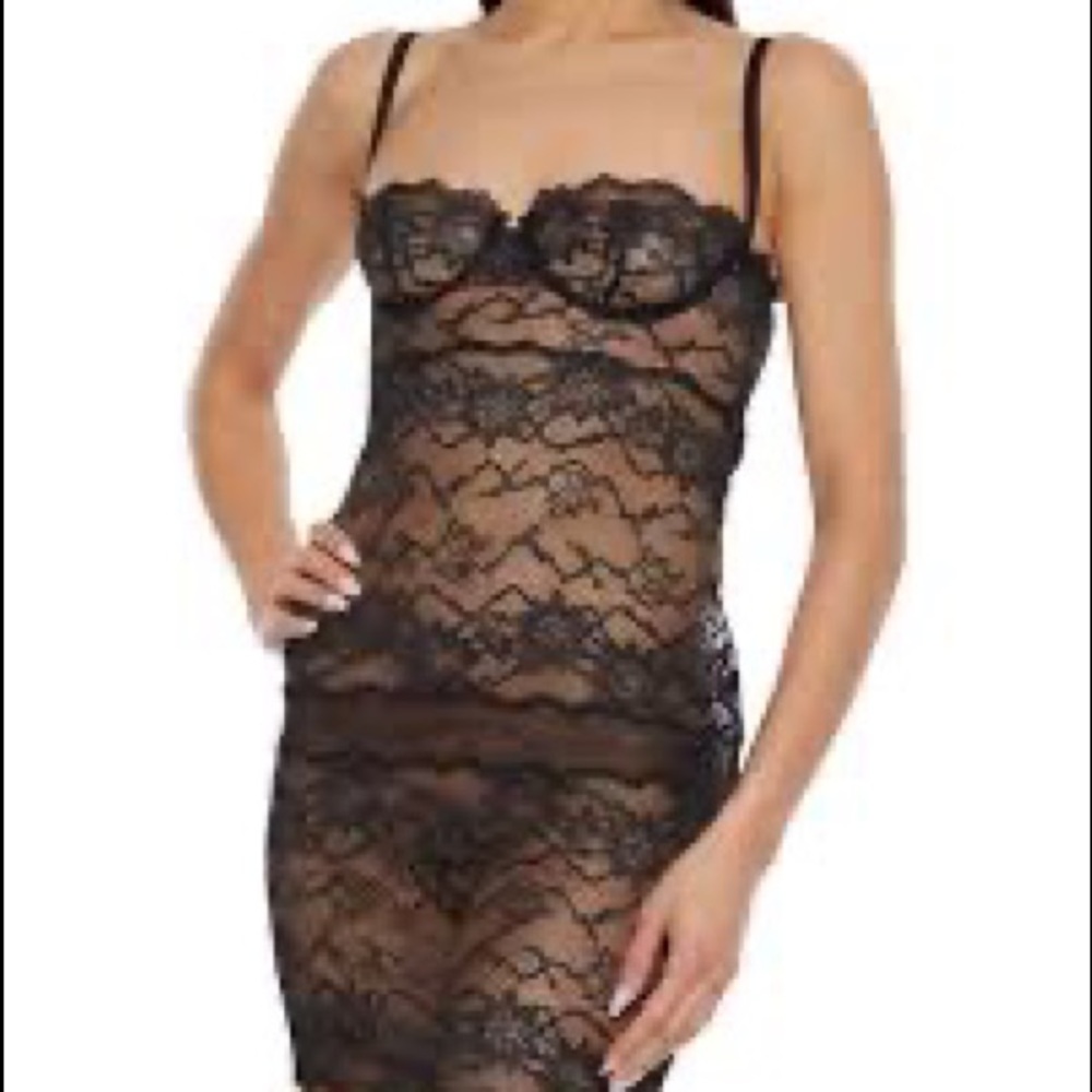 NWT LA Perla Astrid cut out chemise size 4 black 36 B/C